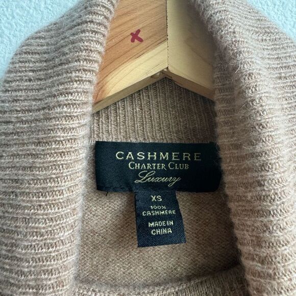 Charter Club Luxury 100% Cashmere Tan Brown Classic Turtleneck Sweater Size XS - Picture 4 of 6